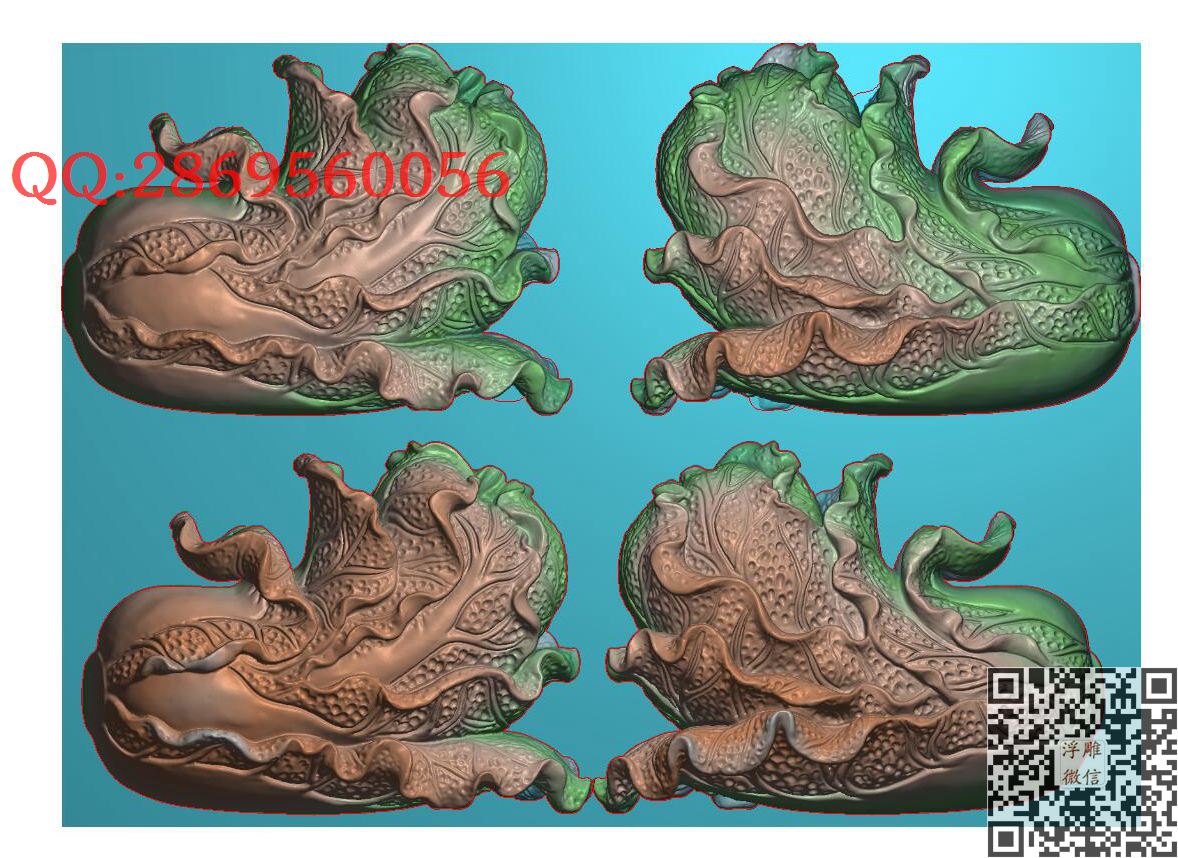双面雕百财 白菜_玉雕仿古挂件花件牌子46牌木雕图牙雕图46牌精雕图浮雕图